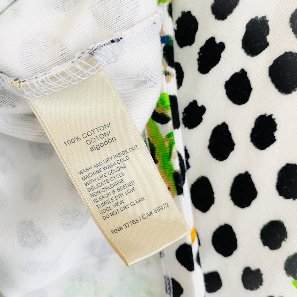 Rafaella Palm Tree & Polka Dot Graphic Cotton Lightweight Tank Blouse Size Large - Picture 3 of 5
